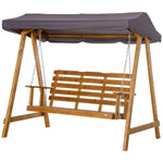Outsunny 3 Seater Wooden Garden Swing Chair Hammock W/ Canopy