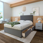 Plush Velvet 4 Drawer Divan Base And Lined Headboard | Small Double | Graphite