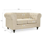 Chesterfield Scroll Arm Velvet Sofa 2 Seater | Beige