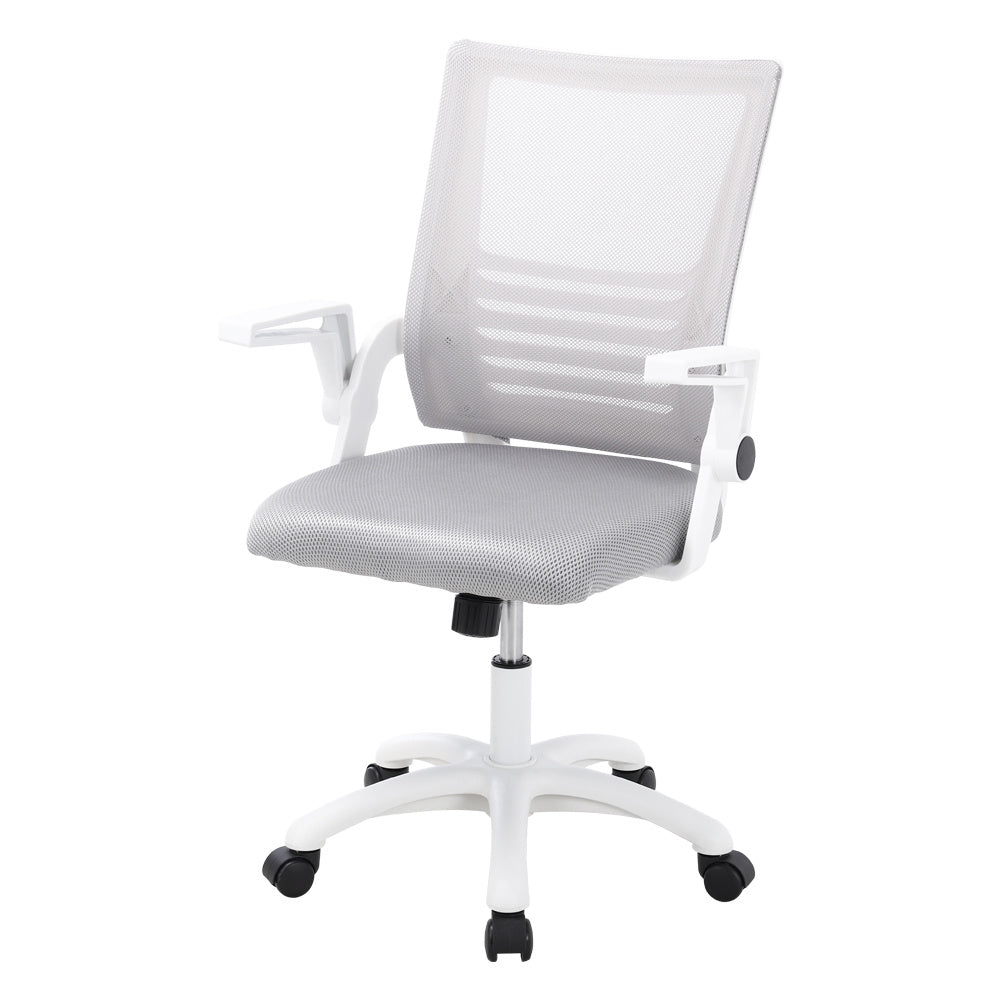 Office Desk Mesh Swivel Chair Computer Ergonomic Chair | Grey & White