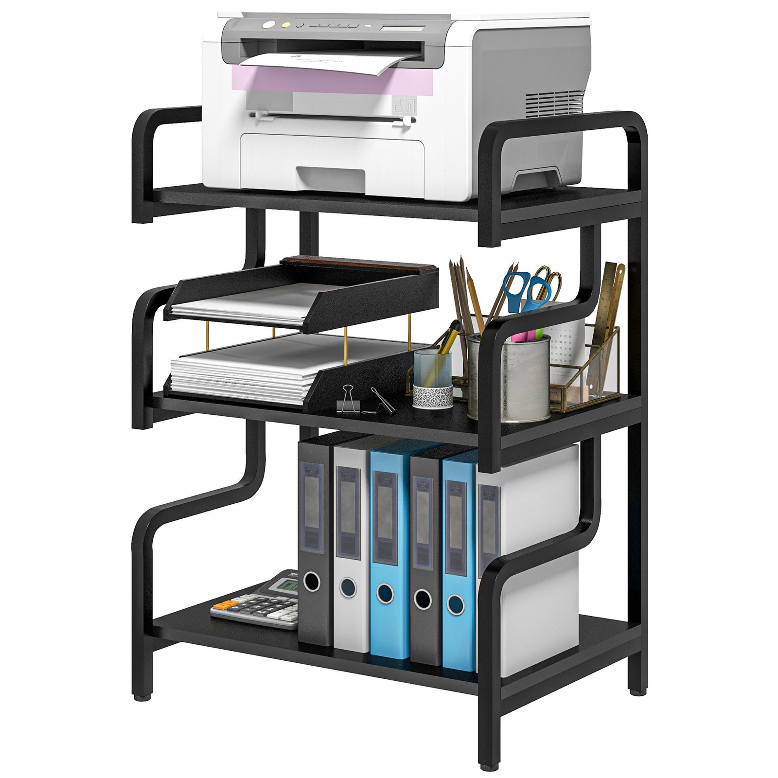 3-tier Storage Shelf Metal Shelves For Storage Home Office | One Size | Black