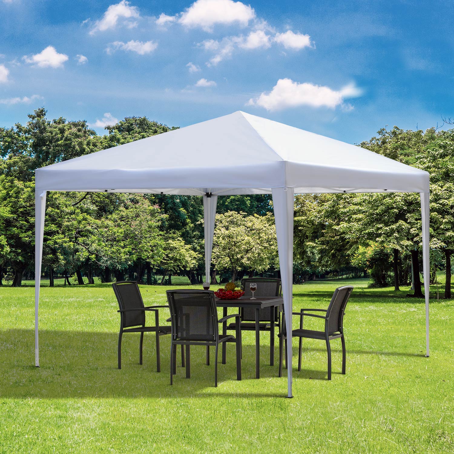 3 X 3m Garden Pop Up Gazebo Height Adjustable Marquee | White
