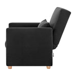 Pull Out Single Linen Armchair Bed - 1 Seater | Black