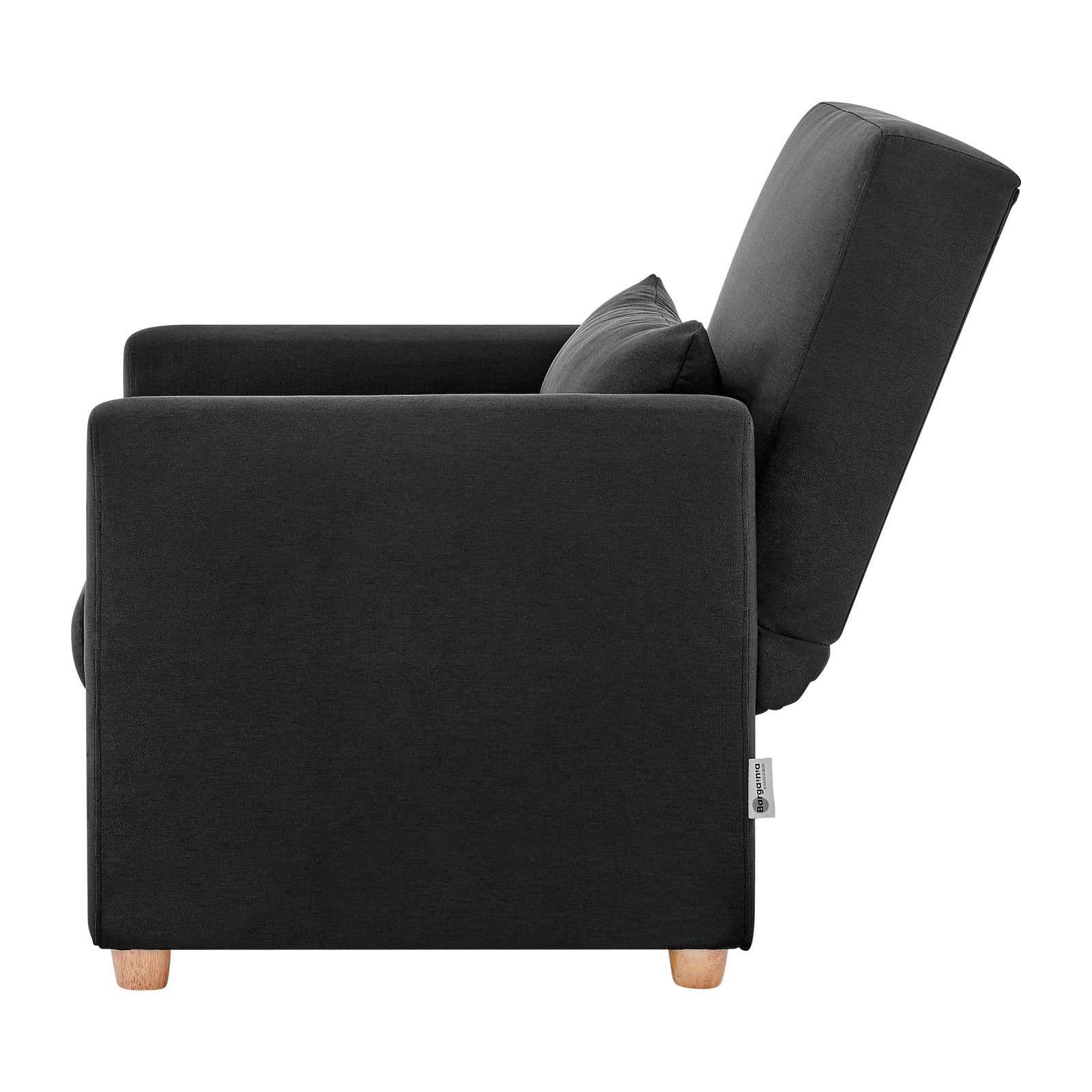 Pull Out Single Linen Armchair Bed - 1 Seater | Black
