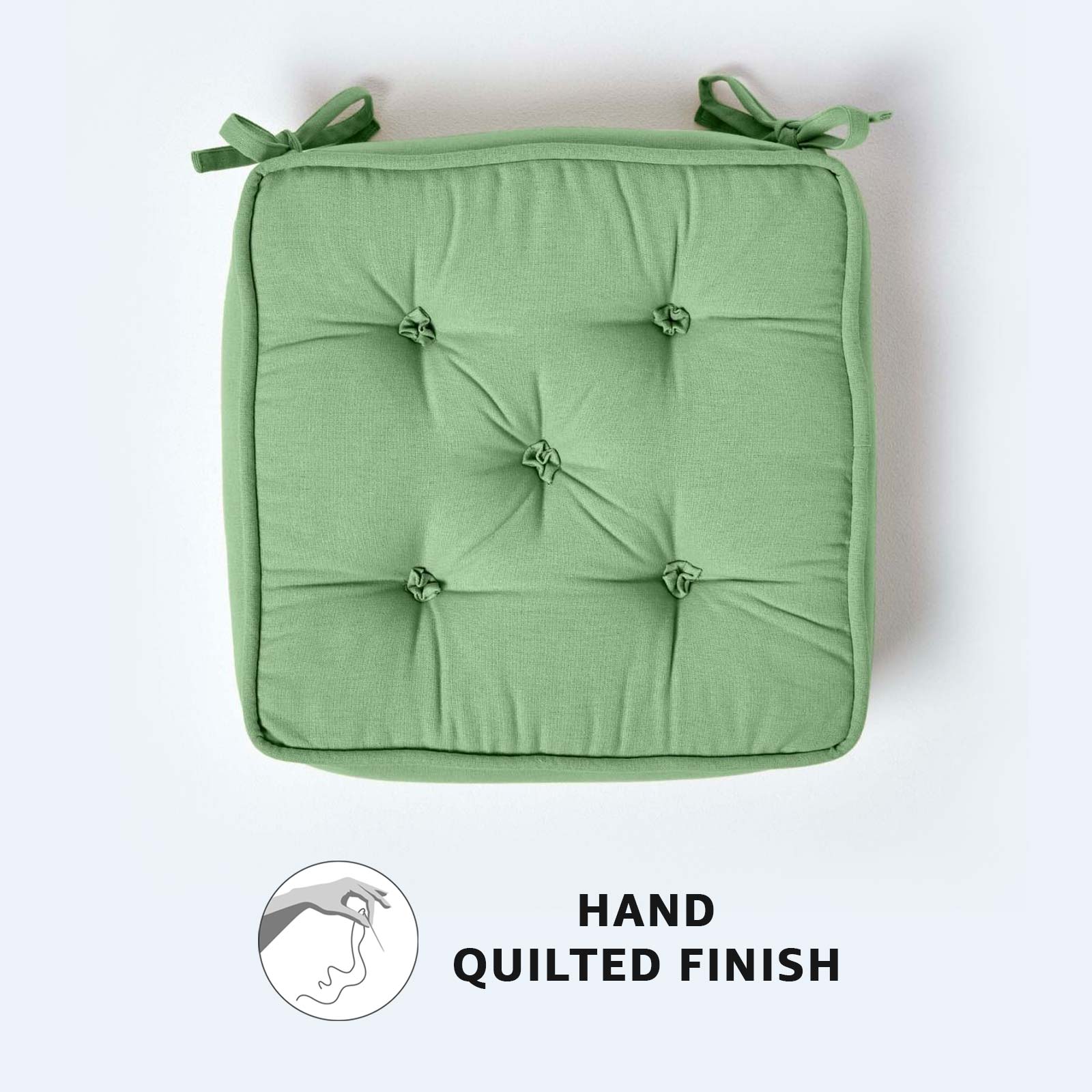 Cotton Dining Chair Booster Cushion | 40cm x 40cm | Forest Green