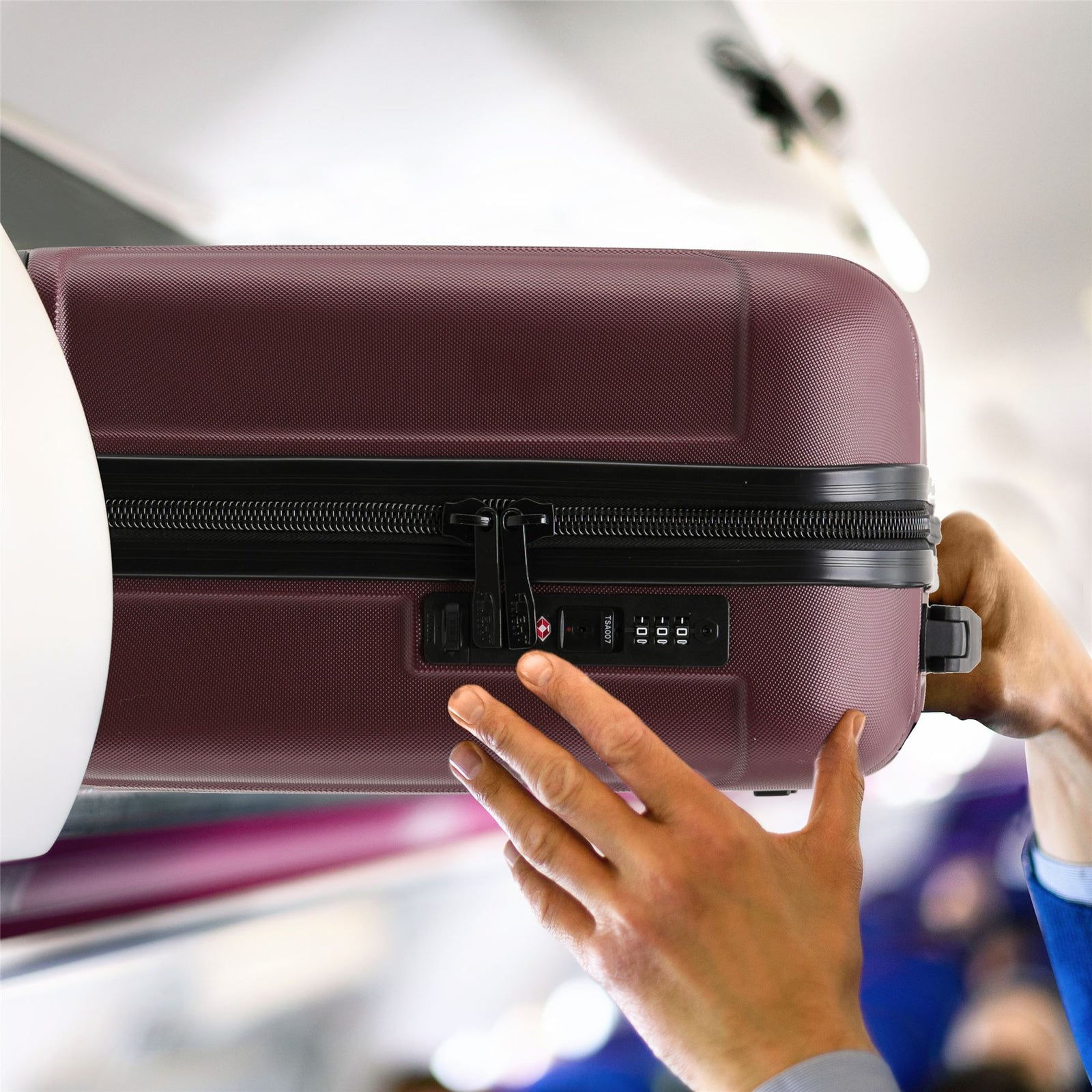 45x36x20cm Lightweight Underseat Cabin Carry On Suitcase - 100+ Airline Approved - Hard Shell Luggage - 4 Wheels | 45 x 36 x 20cm | Burgundy