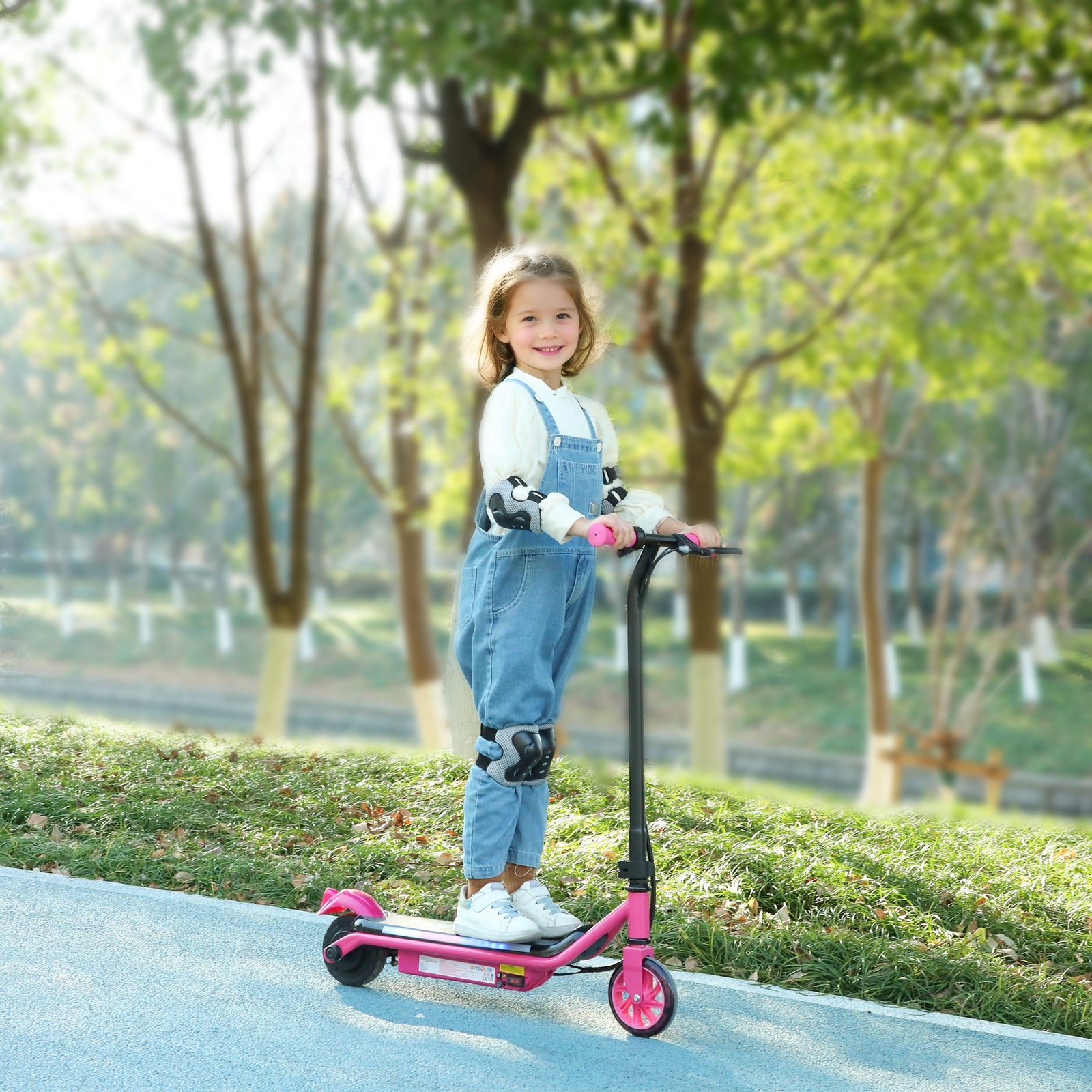 Electric Scooter For 6-14 With Dual Brakes & Colourful Light | Pink