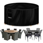 Premium Round Waterproof Garden Furniture Cover, Outdoor Patio Weatherproof Rattan Table & Chair Set Guard | 230 x 100cm | Black