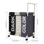 110l 3-section Laundry Basket With Lid And Wheels
