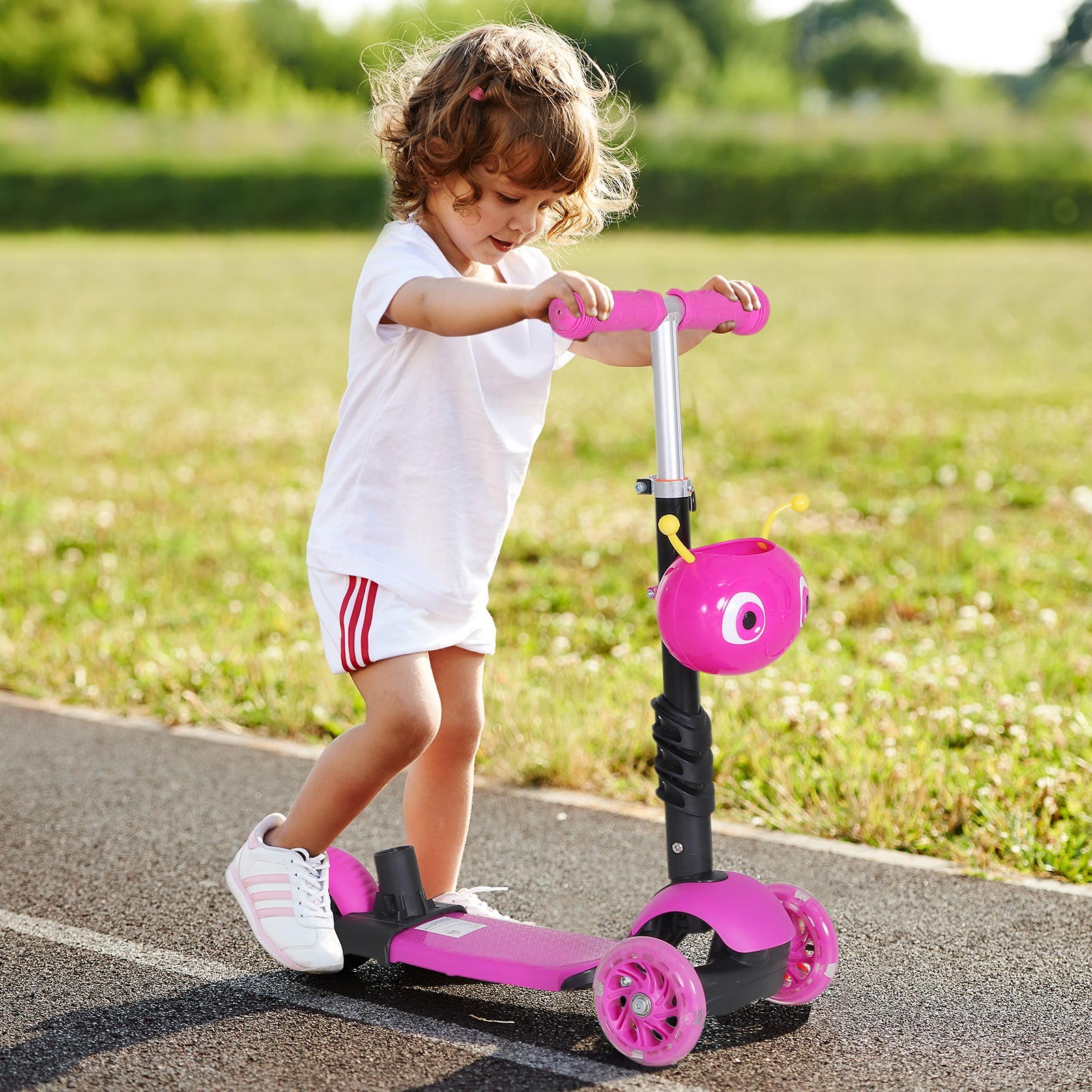 5-in-1 Kids Baby Toddler Kick Scooter Removable Seat Height Adjustable | Pink