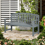 Wooden Garden Bench 2 Seater Slatted Seat With Arm For Patio | Gray