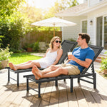 Sun Loungers Set Of 2, 5-level Reclining Sunbeds | Black