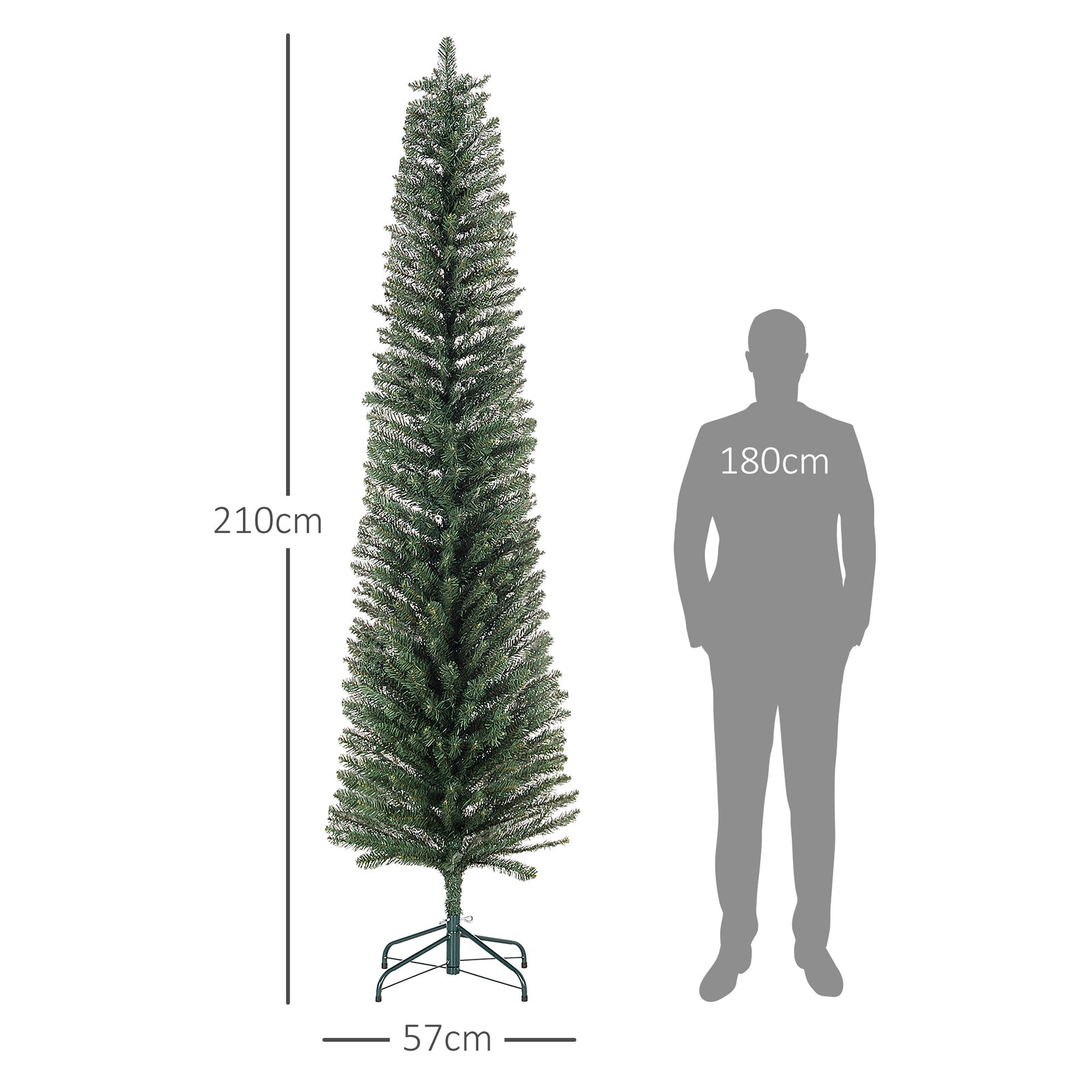5/6/7ft Artificial Pencil Christmas Tree Realistic Green/White | 7ft | Green