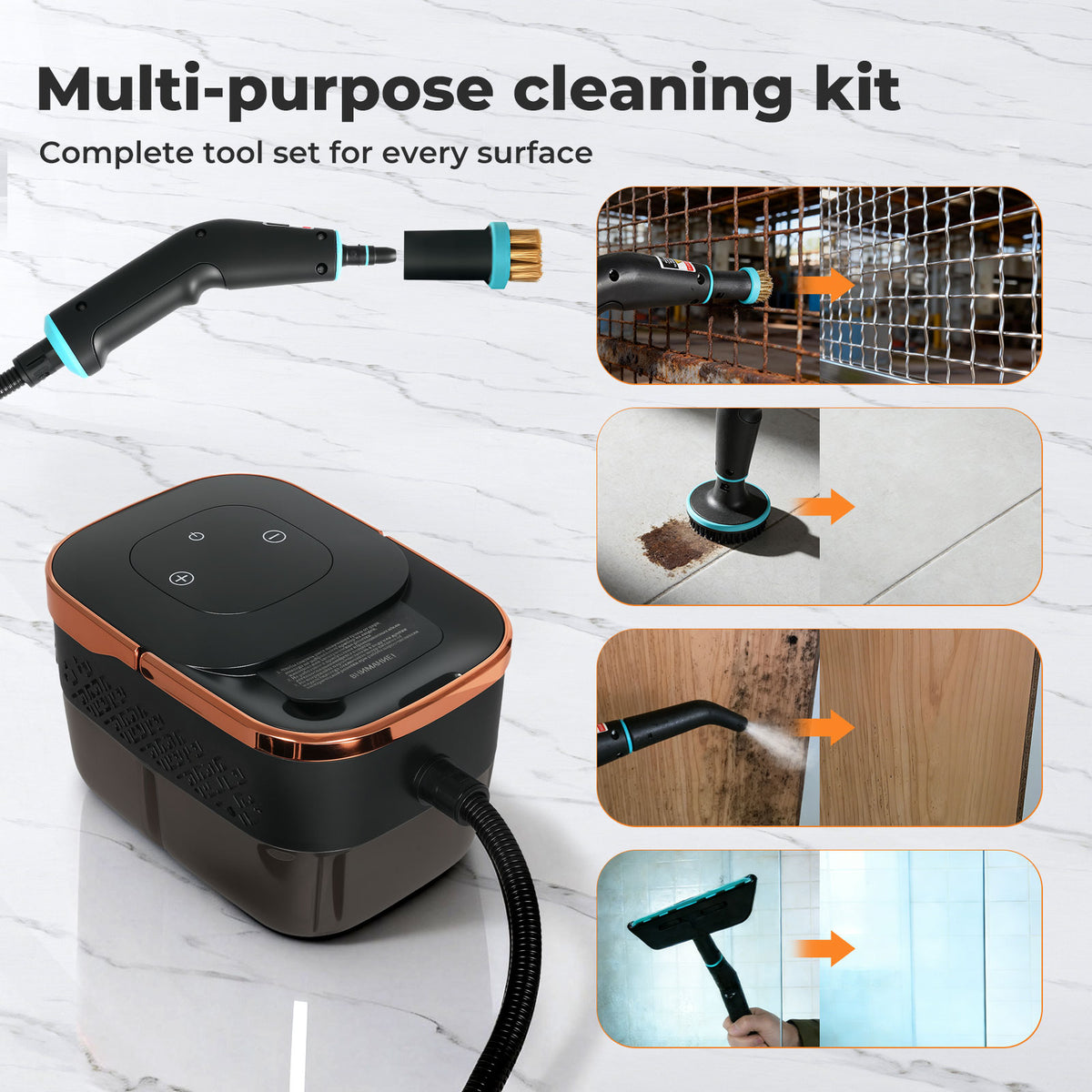 Steam Cleaner Portable Multipurpose Steamer With Tools 6 Level 1600ml | Gold