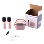 Portable Karaoke Speaker With Two Wireless Microphones And Rgb Lights | Pink