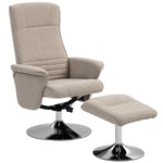 Upholstered Swivel Recliner Armchair With Ottoman | Beige