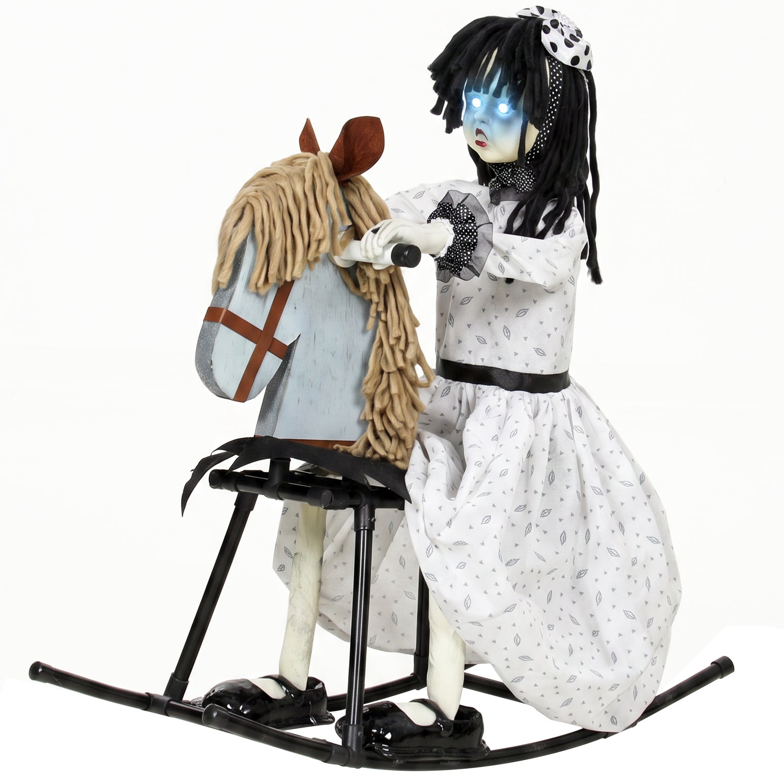 HOMCOM Animated Halloween Girl Riding Horse For Indoor, Covered Outdoor