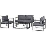 Outsunny 4 Pieces Garden Sectional Sofa Table Furniture Set Aluminium