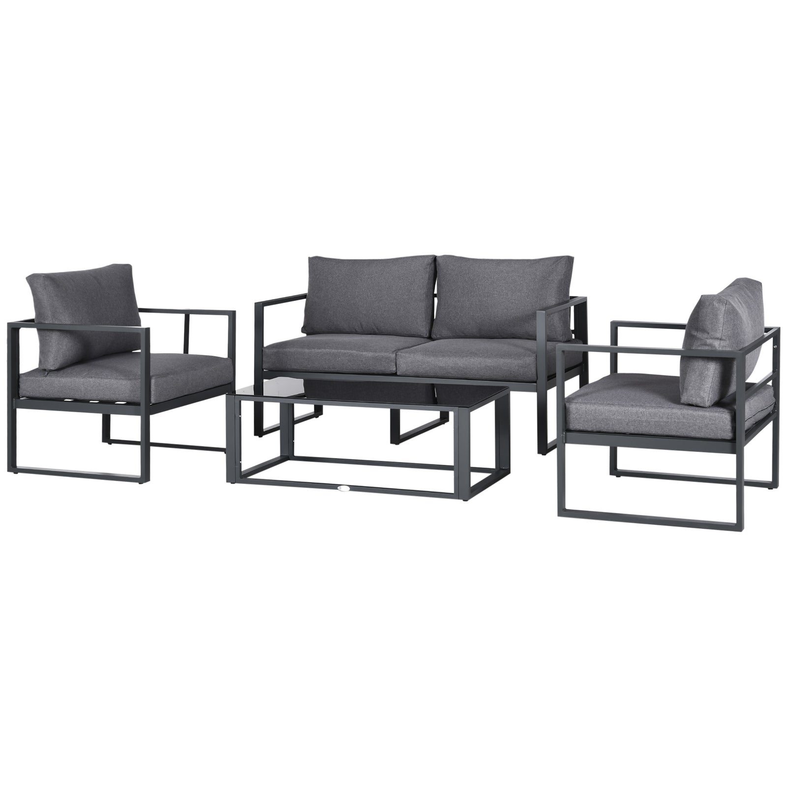 Outsunny 4 Pieces Garden Sectional Sofa Table Furniture Set Aluminium