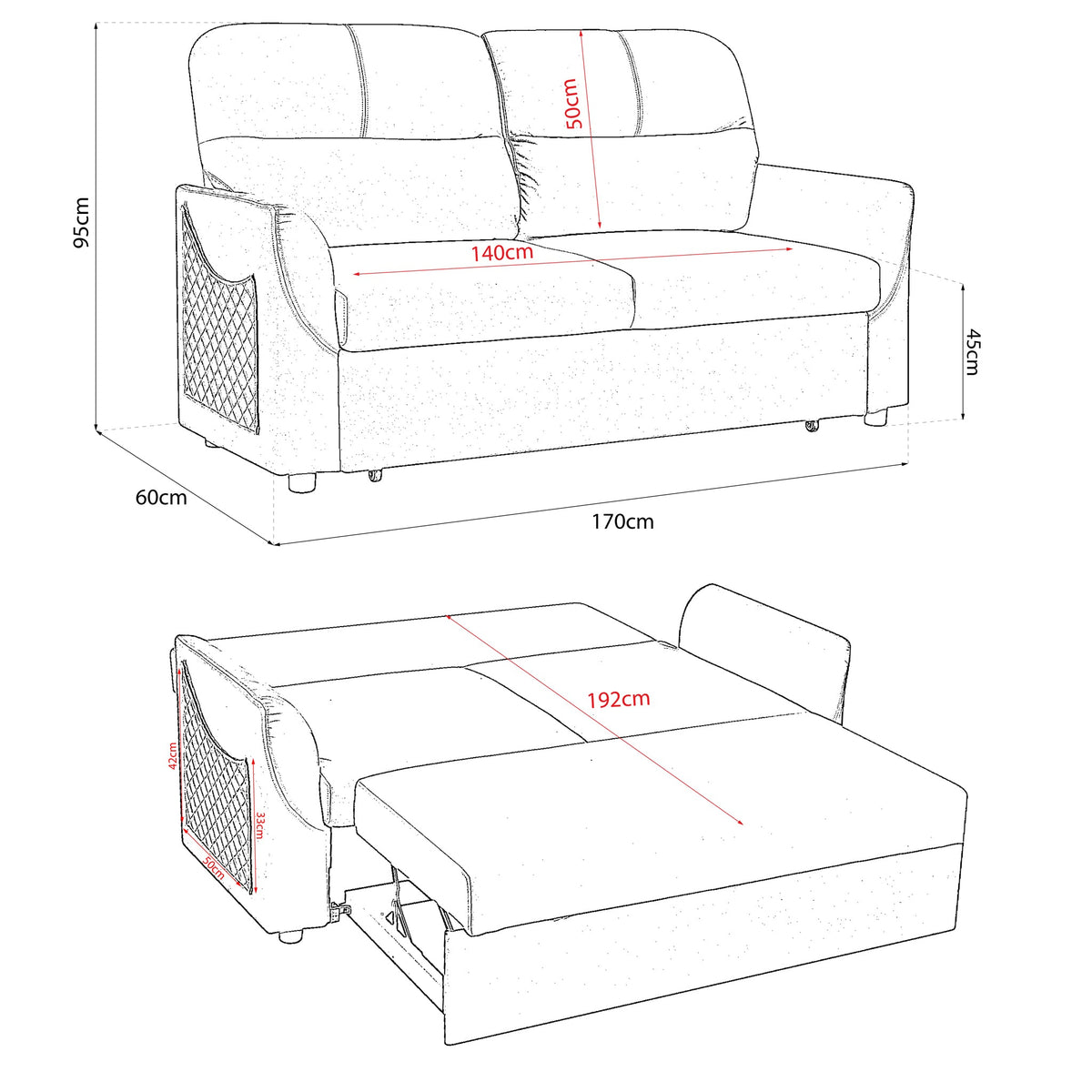 Rhona Faux Suede Sofa Bed 2 Seater | Grey