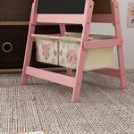 Kids Easel With Paper Roll, Blackboardboard, Storage | Pink