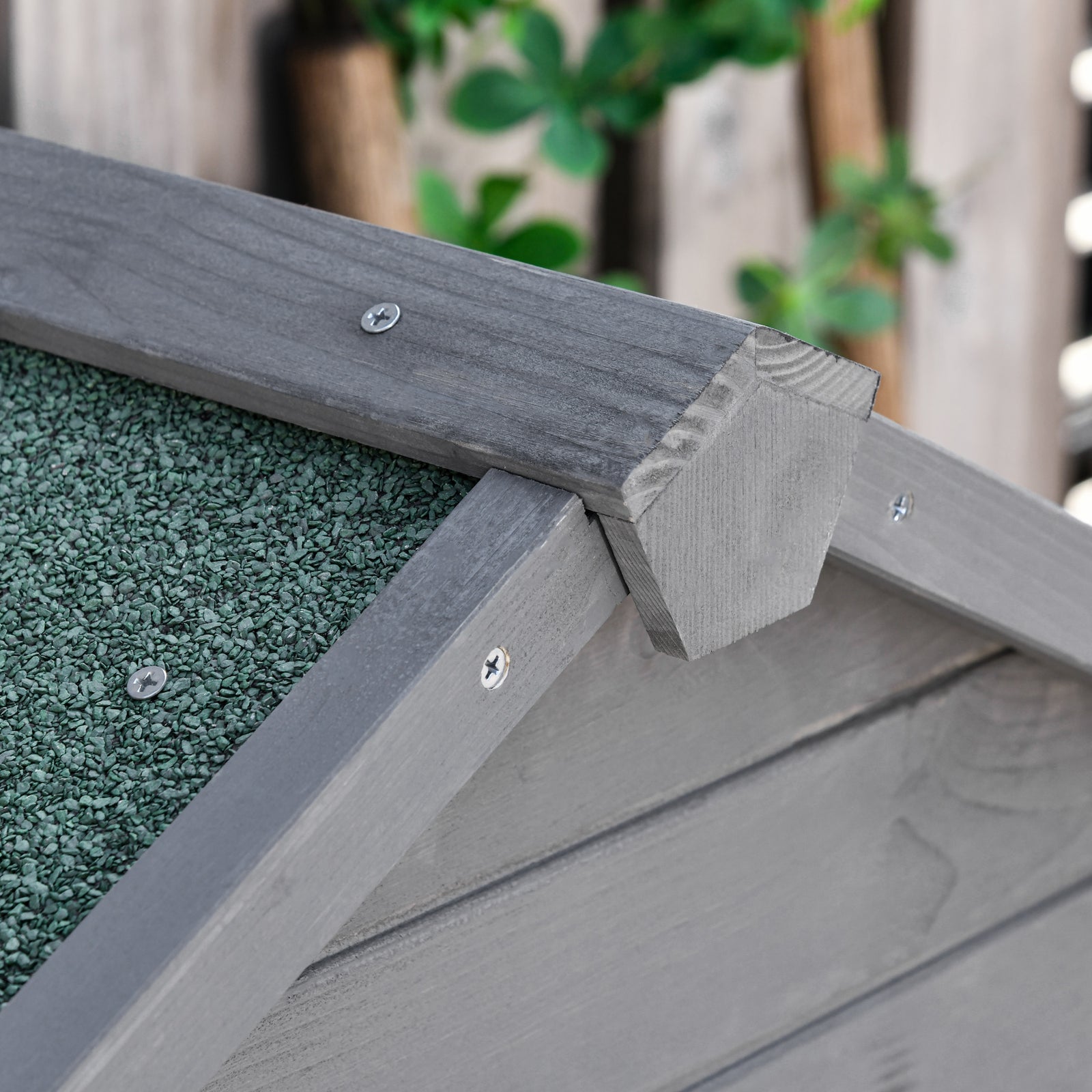 Wood Garden Storage Shed Tool Cabinet With Felt Roof | Dark Gray