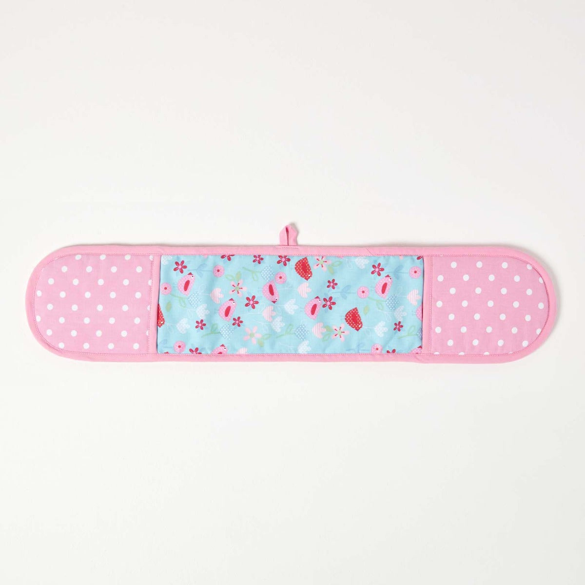 Birds And Flowers Pink Cotton Double Oven Glove