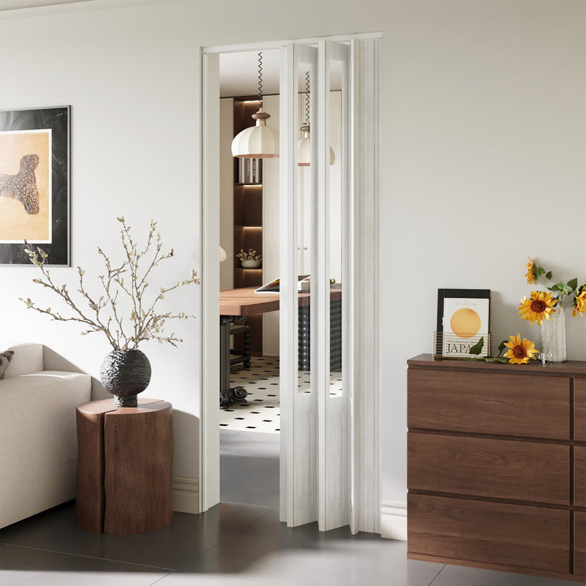 Breeins Magnetic Sliding Pvc Concertina Folding Door With Solid Bottom