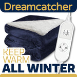 Sherpa Fleece Electric Heated Throw Over Blanket Double Polyester 160cm X 120cm | L | Blue