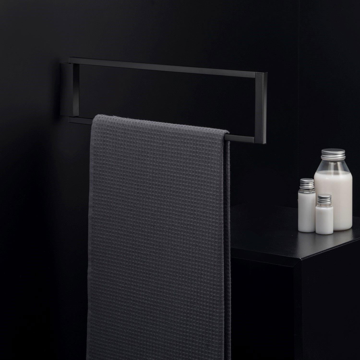 Towel Ring, Black Matt, Wall-mounted, 40,3 Cm. Collection The Grid