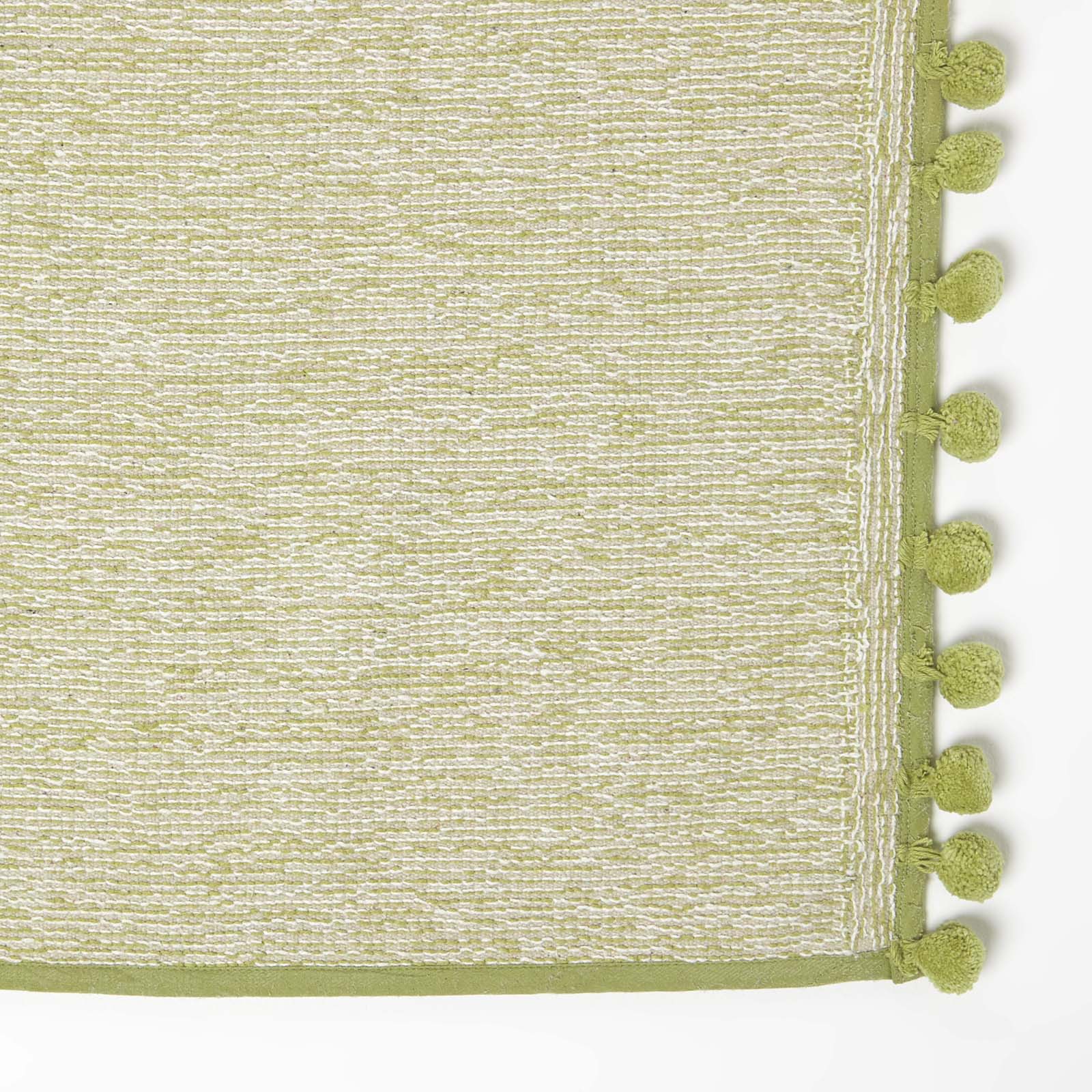 Tufted Cotton Bath Mat With Pom Pom Edges | 50 x 80cm | Sage Green