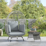 Pe Rattan Egg Chair W/ Padded Cushions For Garden