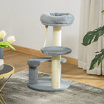 Cat Tree Scratcher Kitty Activity Center 2 Perch Sisal Rope | Gray