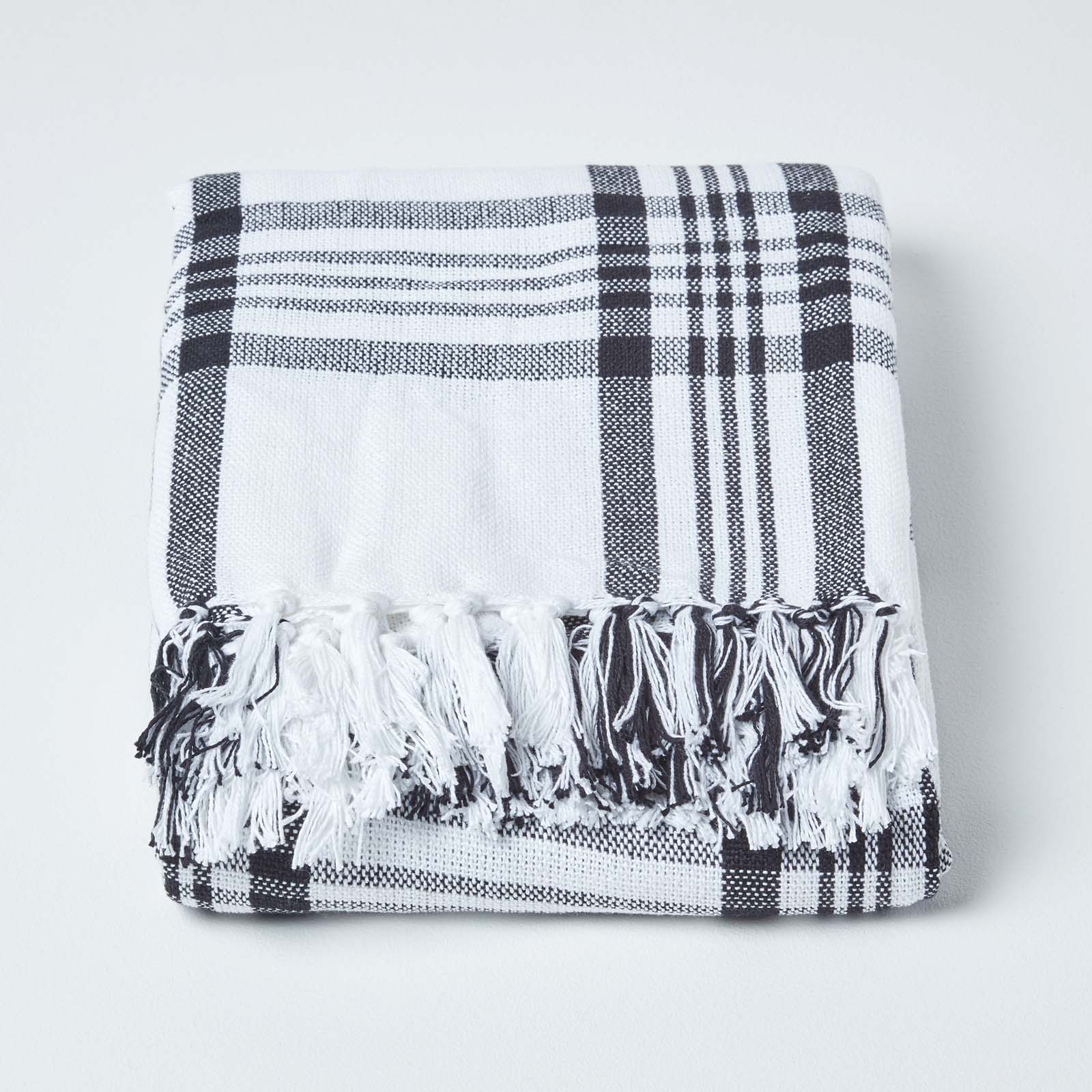 Tartan Check Sofa And Bed Throw | 150cm x 200cm | Black & White