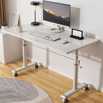 Manual Standing Height-adjustable Desk Computer Desk With Wheels | Large