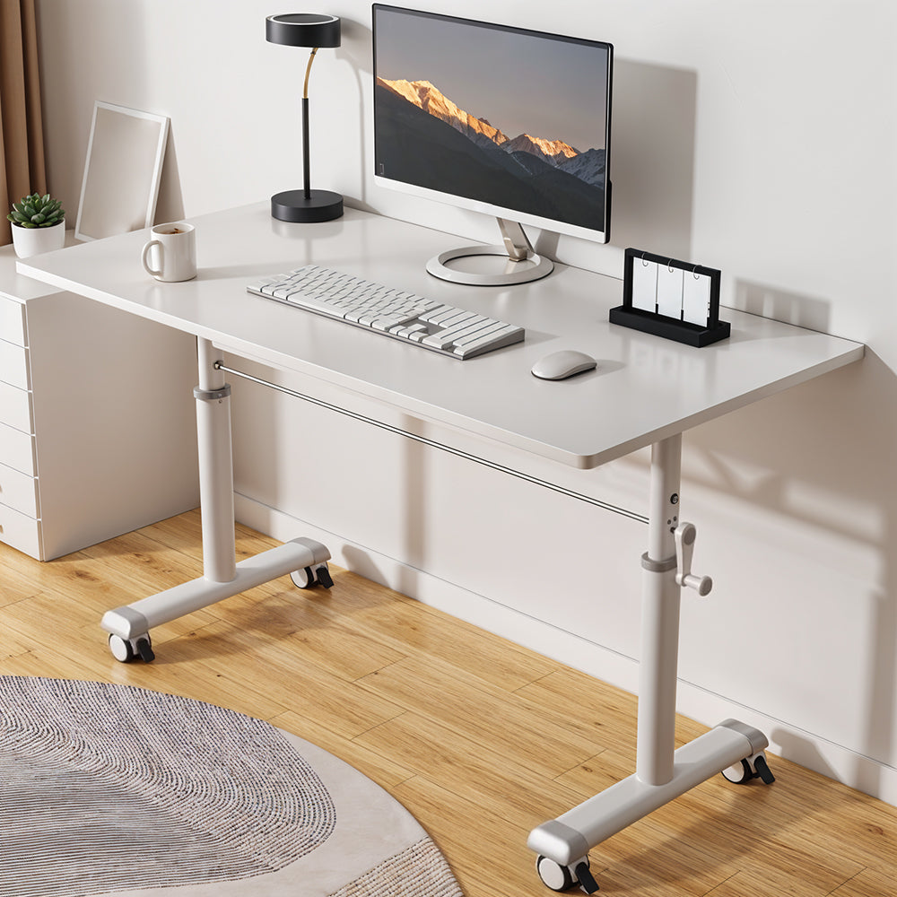 Manual Standing Height-adjustable Desk Computer Desk With Wheels | Large