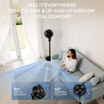 40in Pedestal Fan Smartvoice With Remote Control & 12h Timer | Black