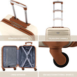 55x40x20cm Lightweight Luggage Hard Shell Cabin Suitcase 60+ Airlines Approved - Carry On Case - 4 Wheels | 55 x 40 x 20cm | Cream