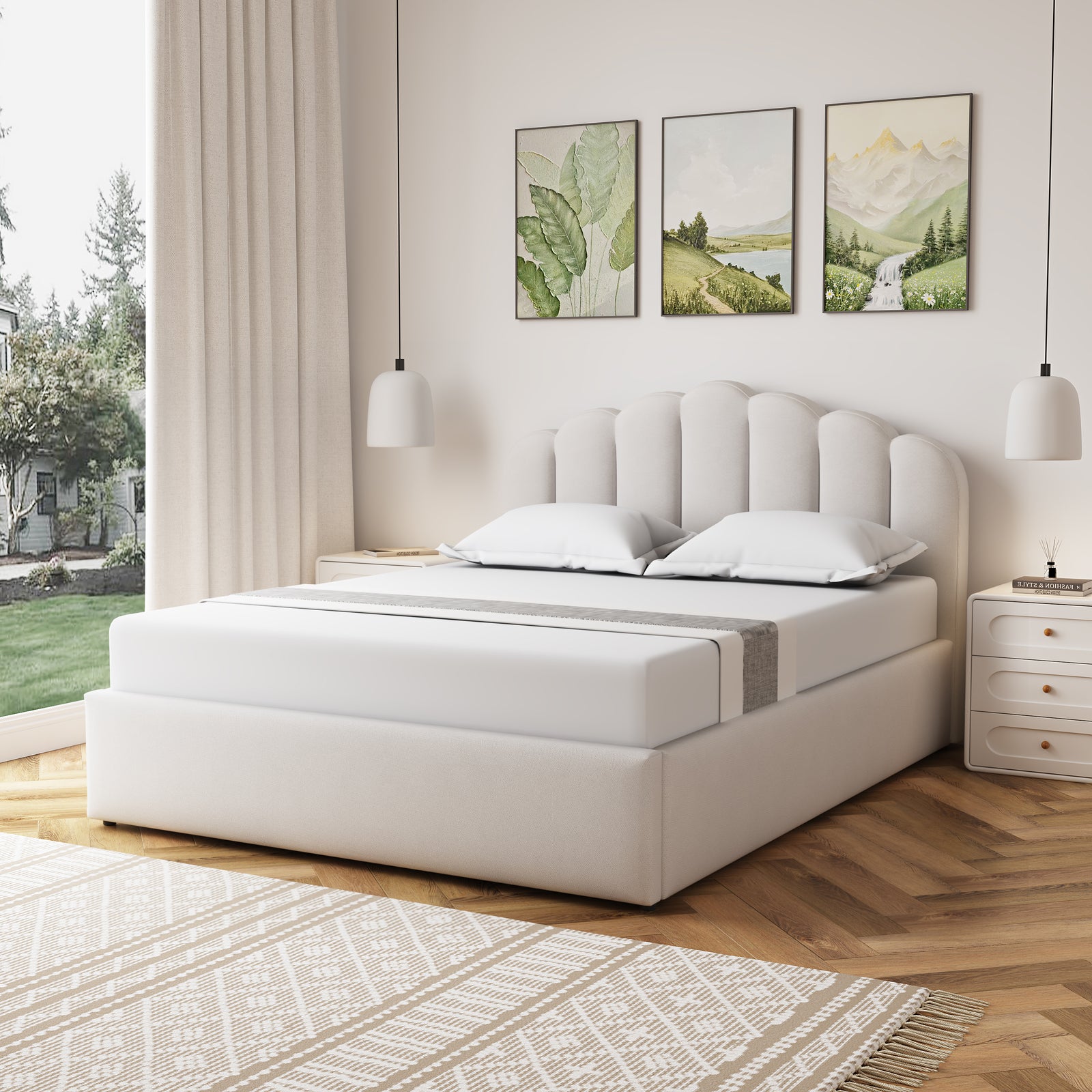 Ranson Fabric Ottoman Bed Frame | King | Beige