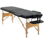 Wooden Folding Spa Beauty Massage Table W/ 2 Sections | One Size | Black