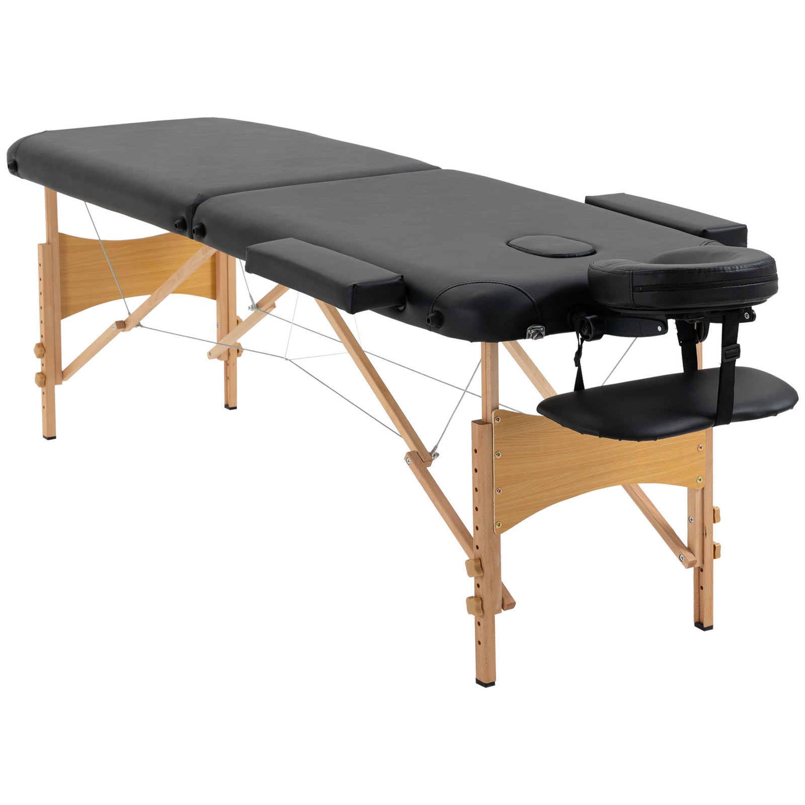 Wooden Folding Spa Beauty Massage Table W/ 2 Sections | One Size | Black
