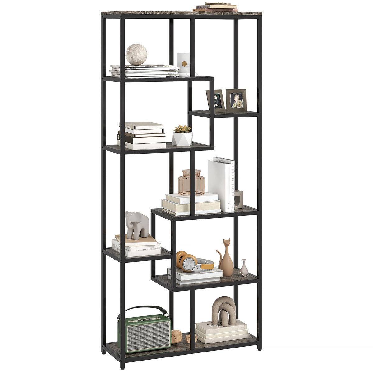 HOMCOM Industrial Bookcase 7-tier Bookshelf Shelving Unit