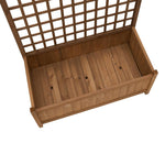 Wood Planter Raised Garden Bed With Trellis & Hanging Roof
