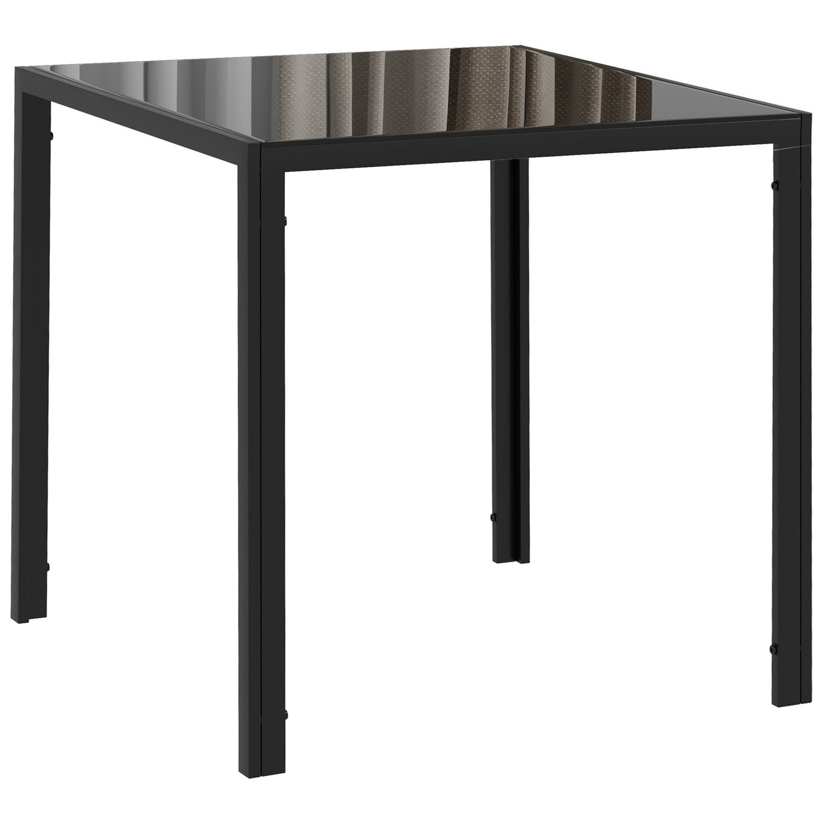 HOMCOM Modern Square Dining Table With Tempered Glass Top Metal Legs