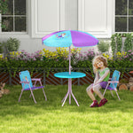 Kids Bistro Table And Chair Set W/ Fairy Theme, Adjustable Parasol