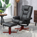 Reclining Armchair With Footstool And Adjustable Backrest | One Size | Black