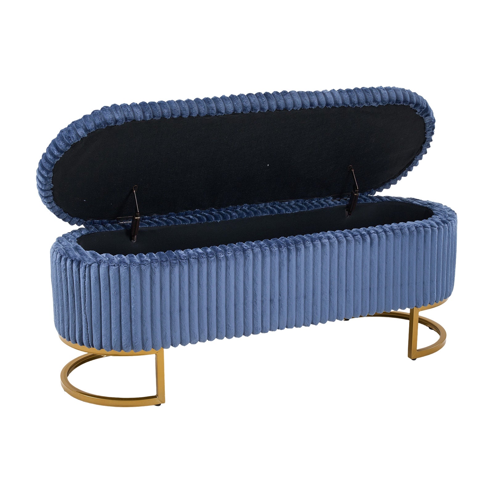 Corduroy Upholstered Storage Bench | Blue