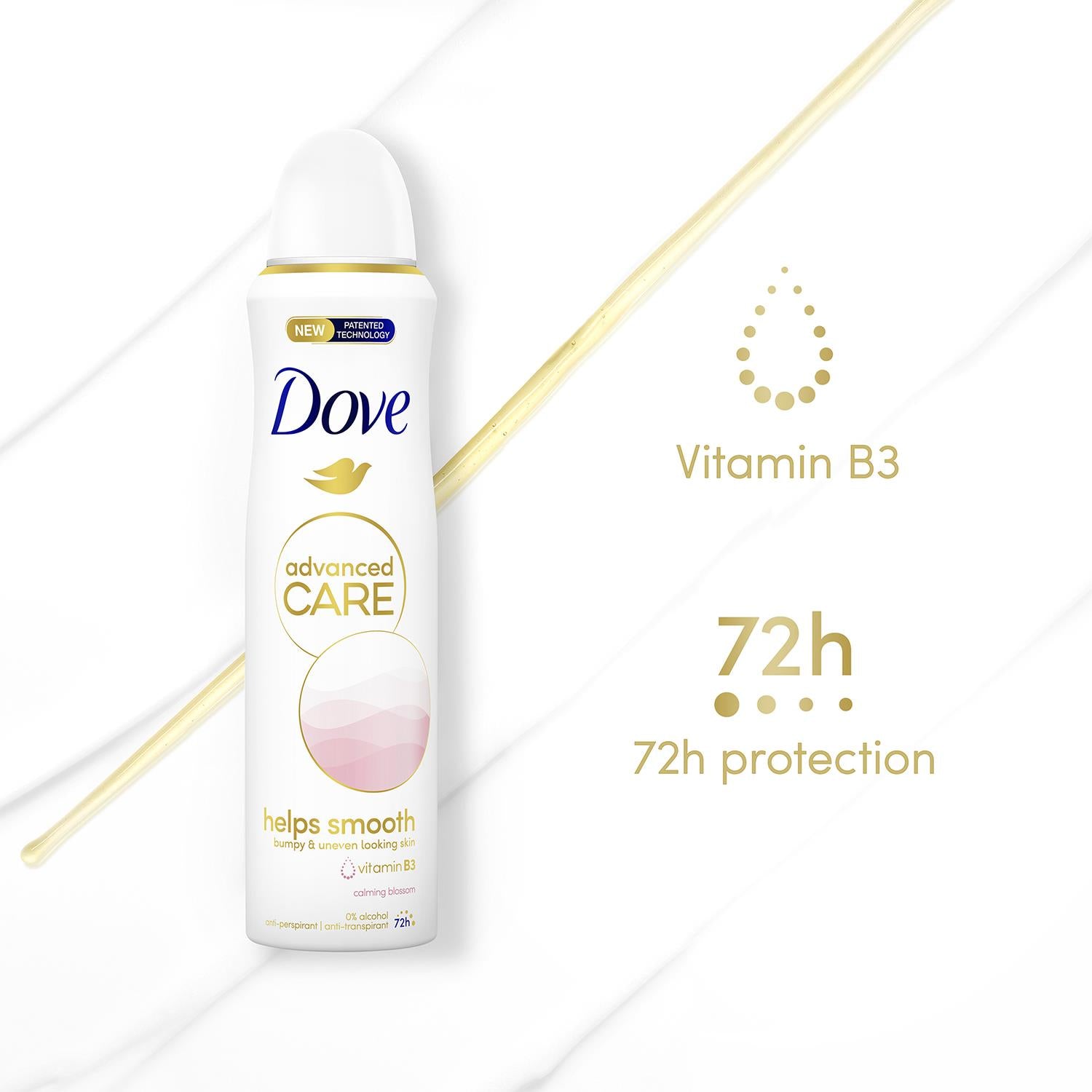 Advanced Care Antiperspirant Deodorant Spray 72h, Calming Blossom, 3x 200ml