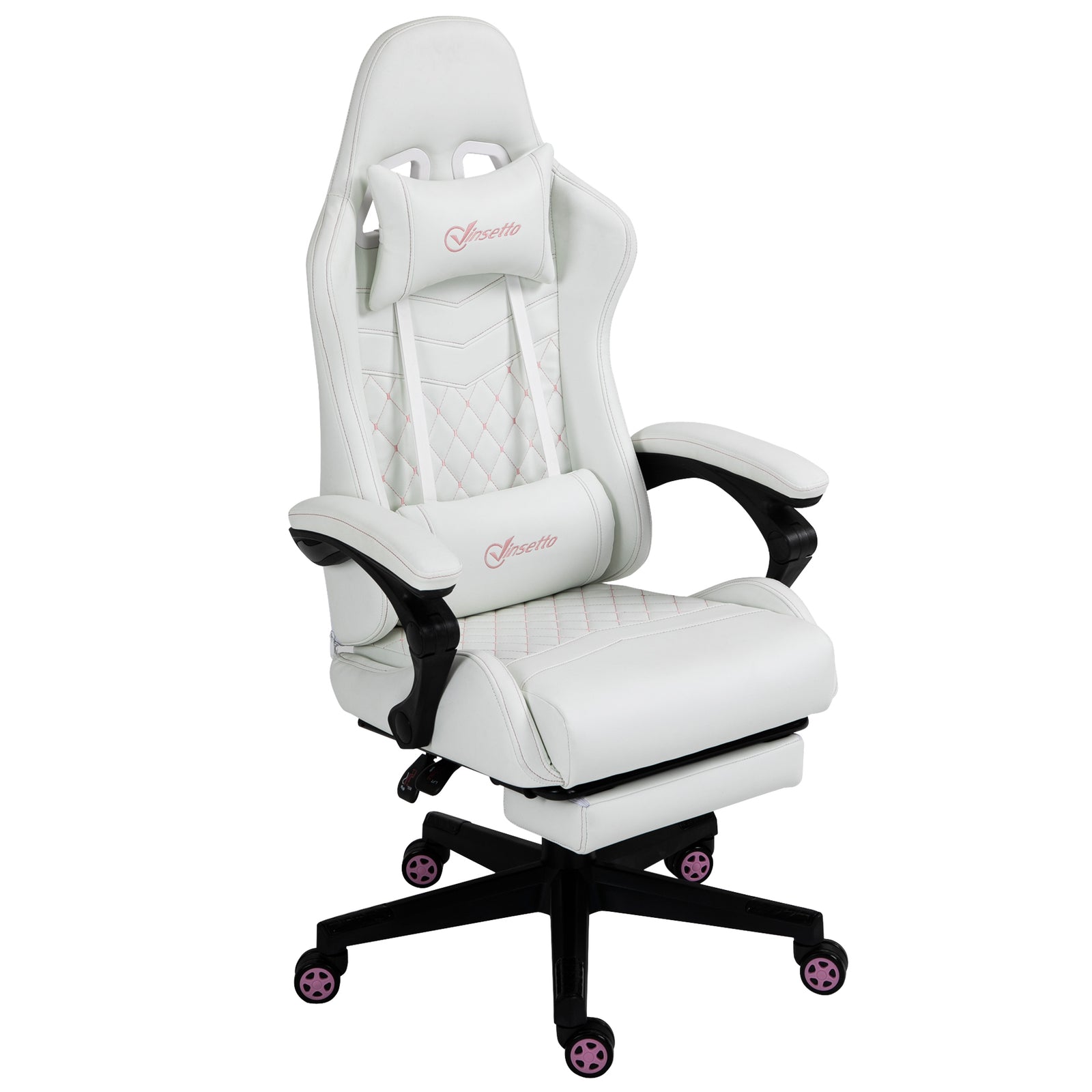 Faux Leather Gaming Chair W/ Arm | White