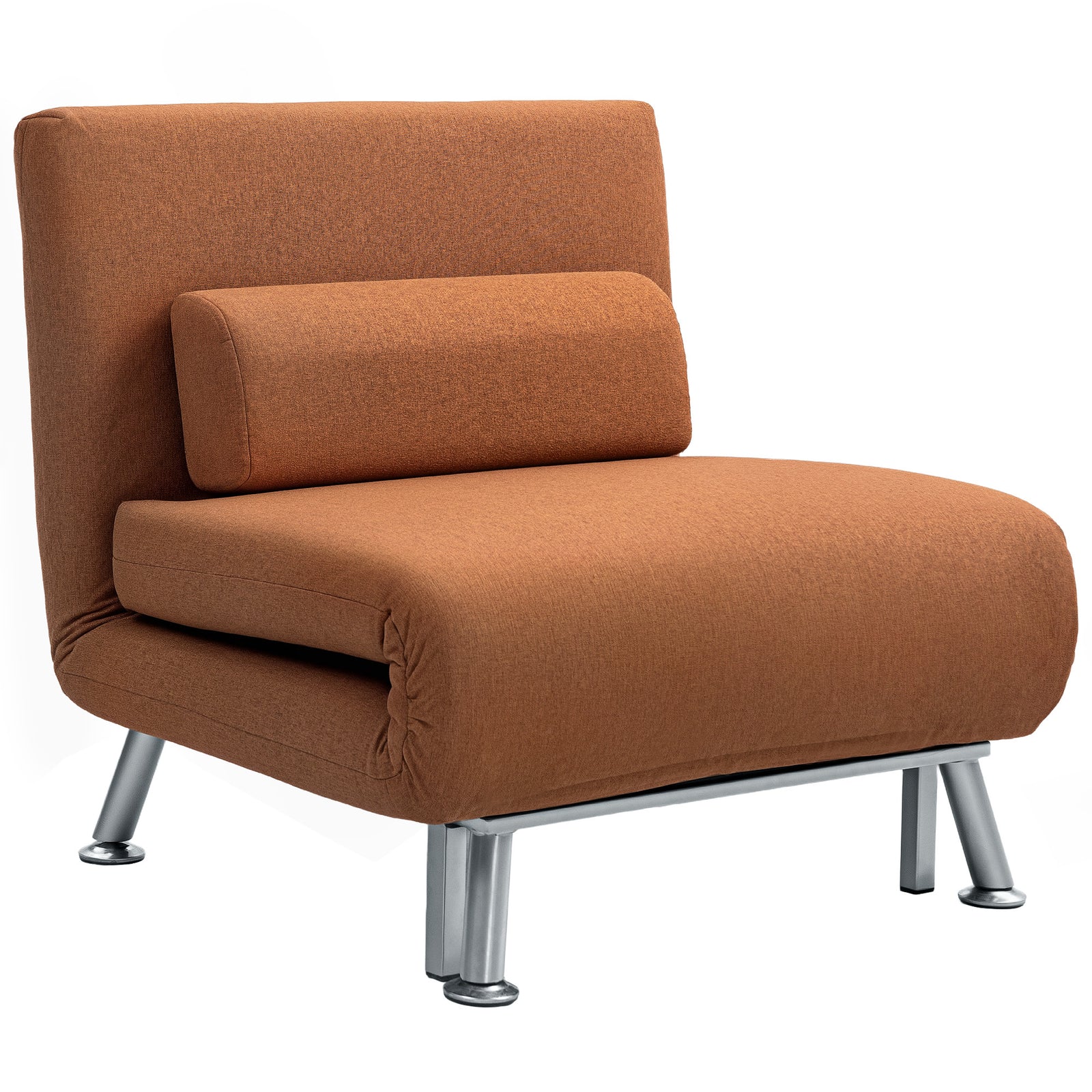 Single Folding 5 Position Convertible Sleeper Chair Sofa Bed | One Size | Brown